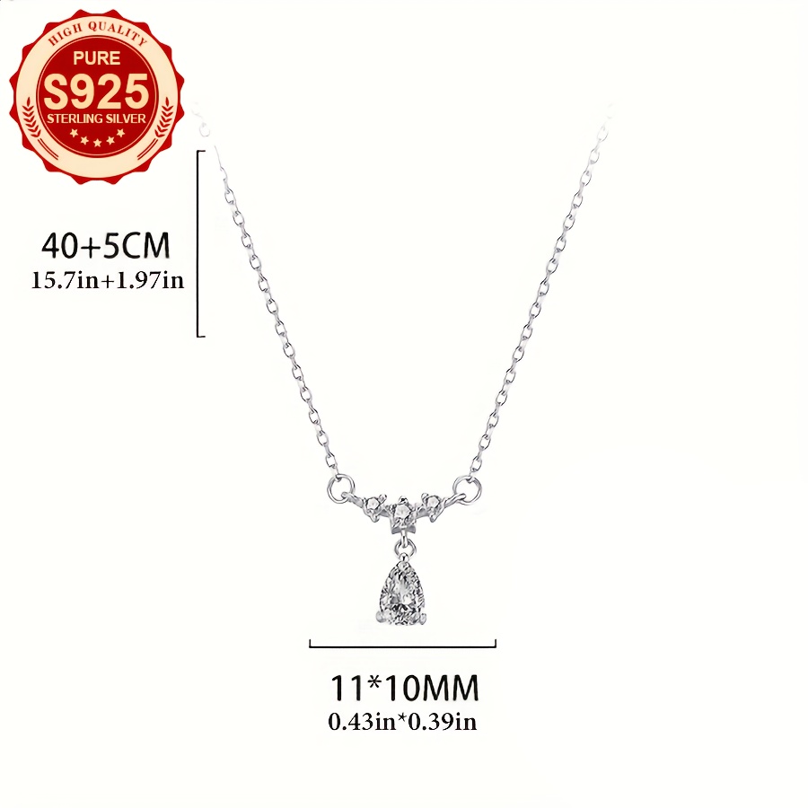Women's S925 Silver Teardrop Flower Necklace, Elegant Design