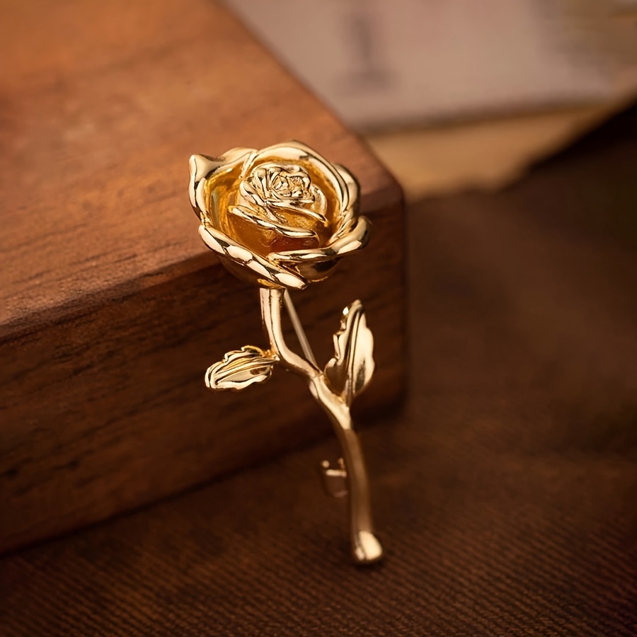 TEMU 1 Elegant Metal Rose Flower Brooch, A ' Evening Gown Pin, Valentine's Collar Pin