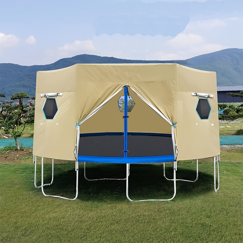 Universal Fit Trampoline Tent with PA Material Nylon Enclosure for Thanksgiving Christmas New Year Spring Autumn Festival Fits 182.88cm to 4.88meter Trampolines Tent Only