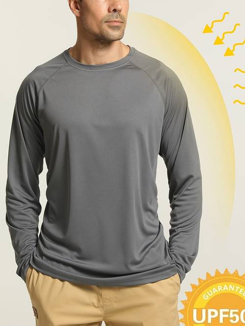 תמונת פריט חולצת גברים: מתייבשת מהר, ראשגארד שרוולים ארוכים לדיג, ריצה וטיולים