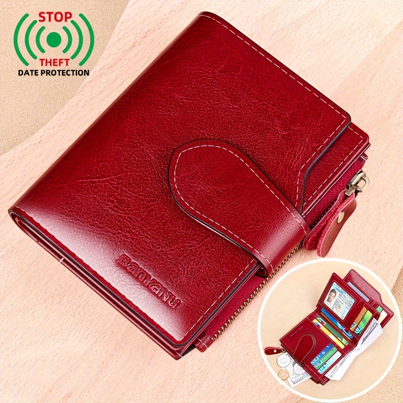 

Women's Short Wallet, Genuine Leather, Fashionable, Foldable, Card Holder, Vintage Style Credit Card Holder