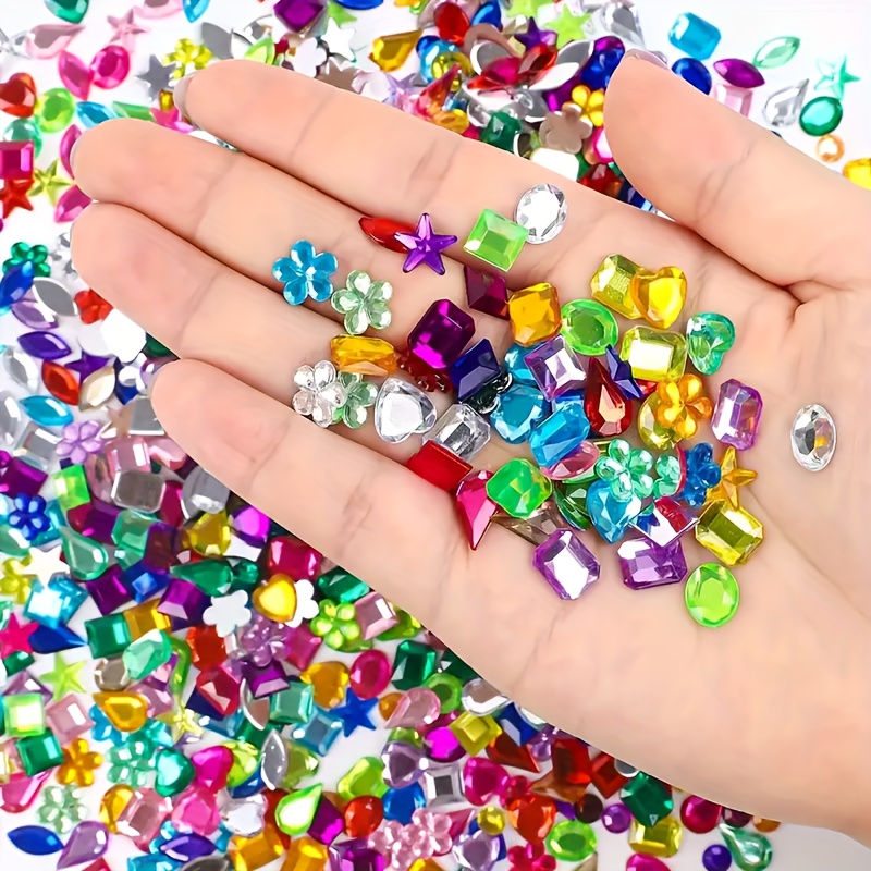 Image of 1000pcs Craft Gems, Acrylic Flatback Rhinestones, Christmas Party Table Decorations, Gems For Craft Decorations, Wedding Birthday Decorations, 9 Shapes, 6-13mm