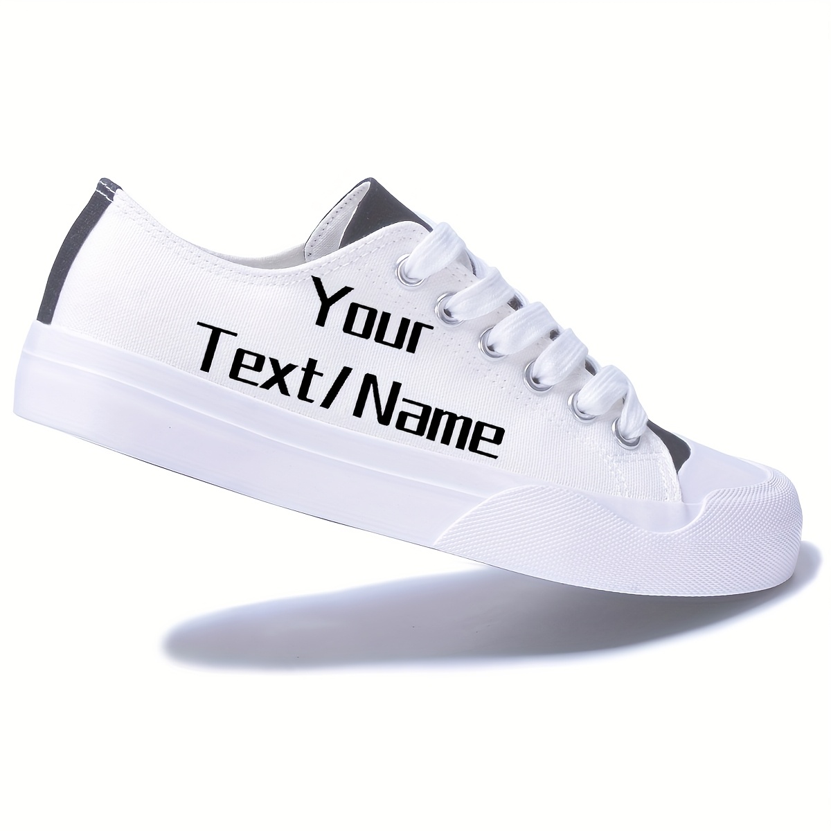 customizable white canvas sneakers personalized name text Temu