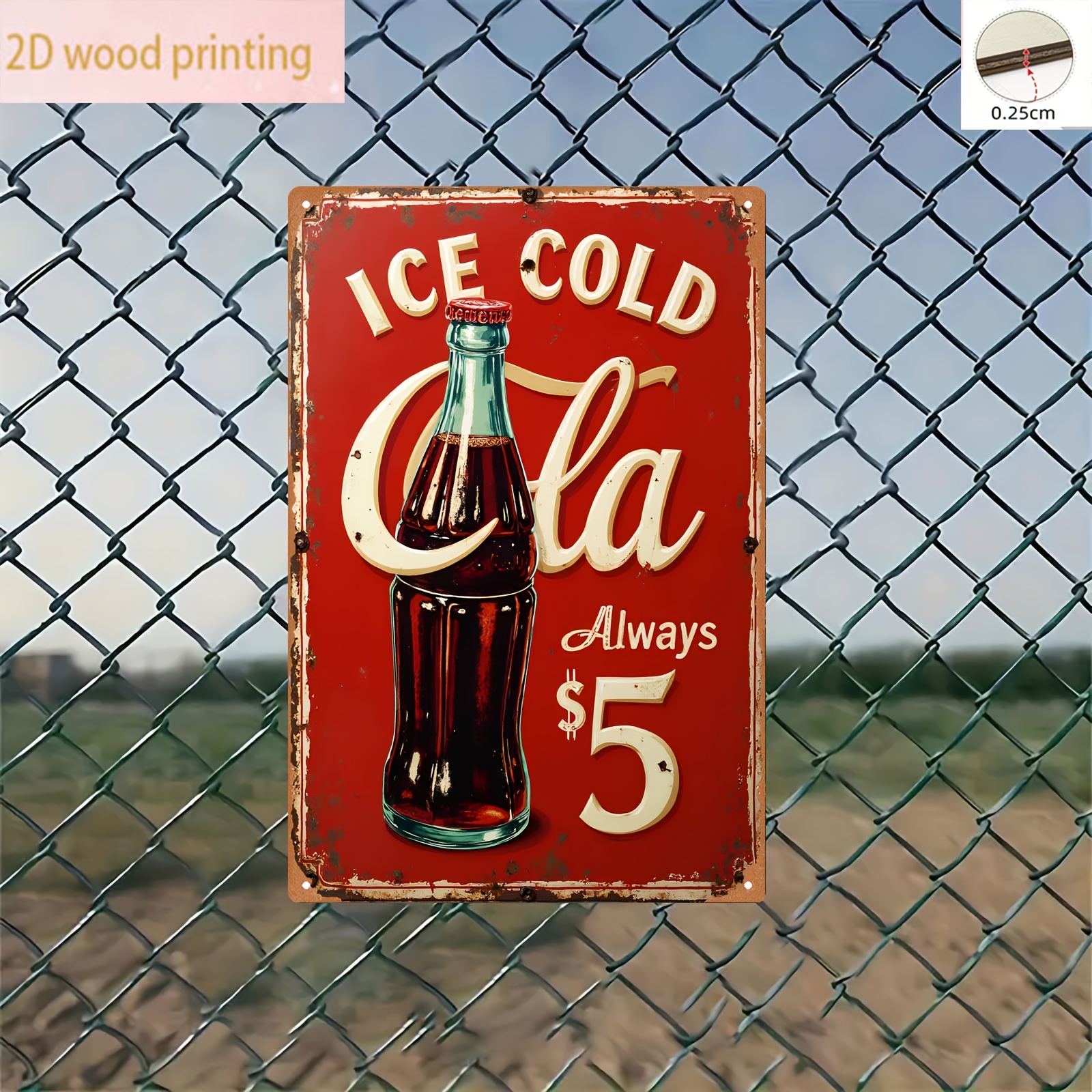 TEMU - 2d Retro Sign - Ice Cold Bottled Vintage Wall Decoration, Featuring A Soda Bottle Pattern - Suitable For Bars, Garages, And An For Men's