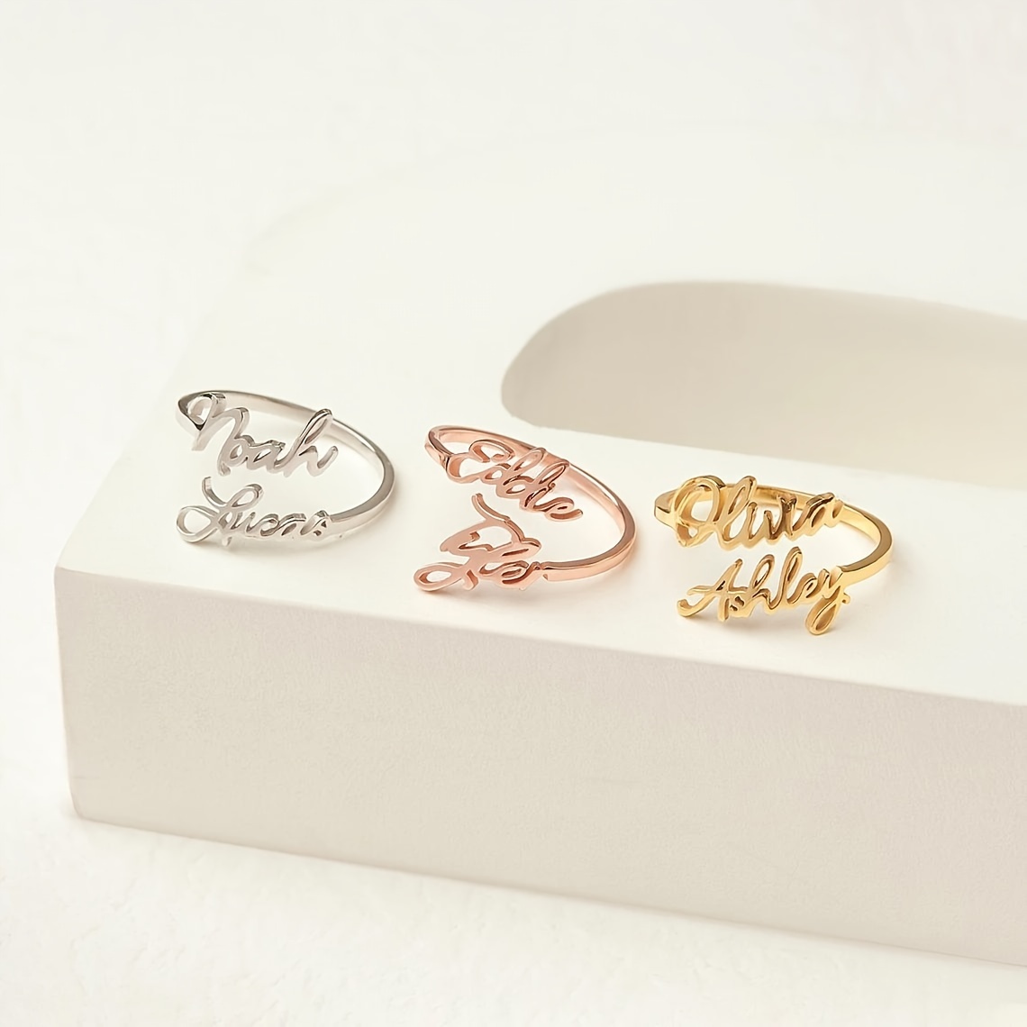 Personalized Couple's Dual Names Ring Stainless Steel Wedding Band