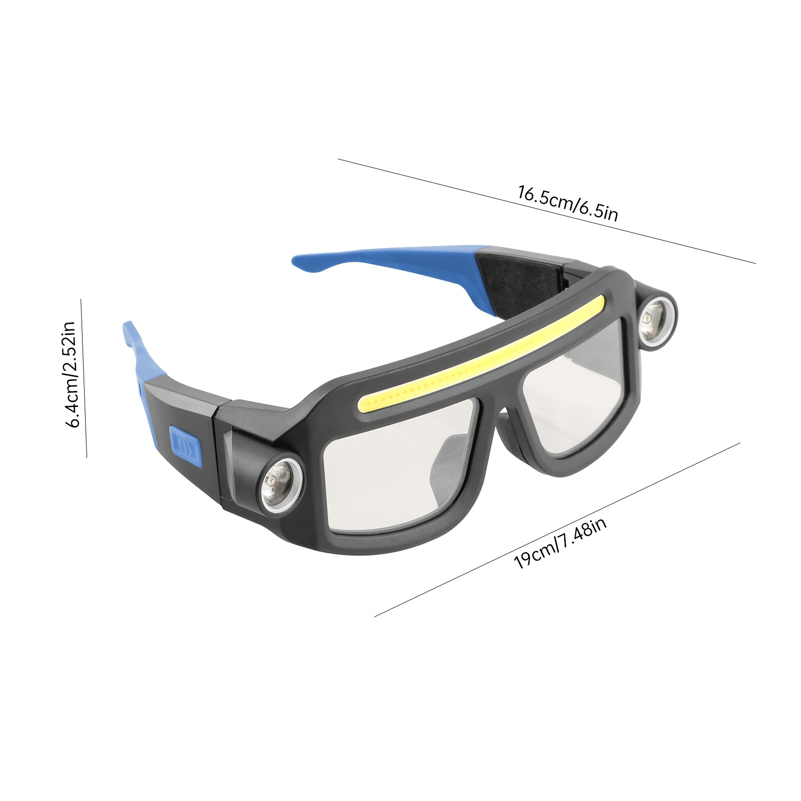 Gafas de seguridad LED con luz, gafas faro recargables, gafas de trabajo manos libres con linternas laterales, gafas protectoras COB de alto brillo para camping, senderismo, pesca, reparación, correr de noche, trabajo al aire libre, gafas de seguridad iluminadas ligeras y ajustables para mecánicos