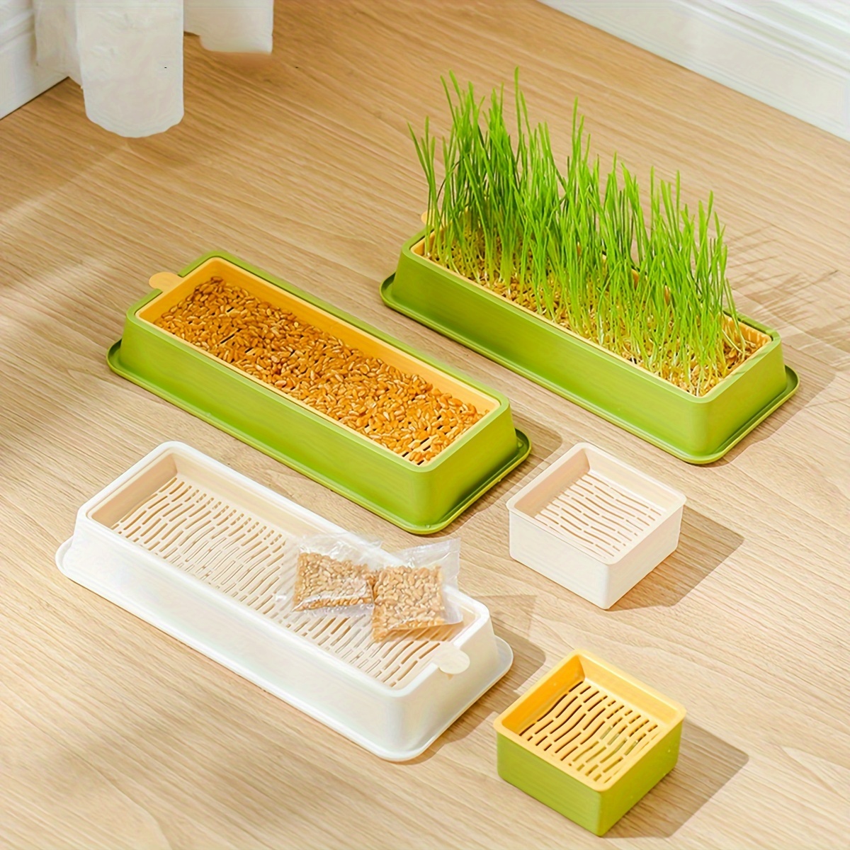 

1pc Cat Grass Grow Kit, Soil-free Wheatgrass Planter Box, Plastic Pet Grass Tray, Cat Toy, Pet Supplies (seeds Not Included)