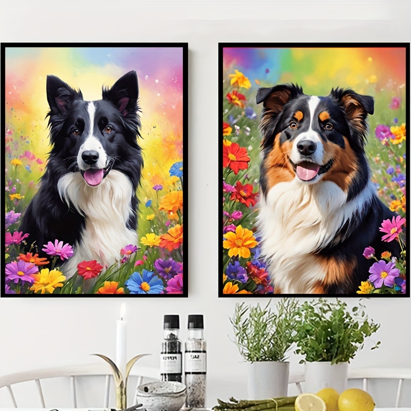 

1pc Diy Exquisite 5d Diamond Art Painting Gift, Puppy In The Garden 15.75in*11.8in, Decompressed Exquisite Gift, Home Wall Decoration