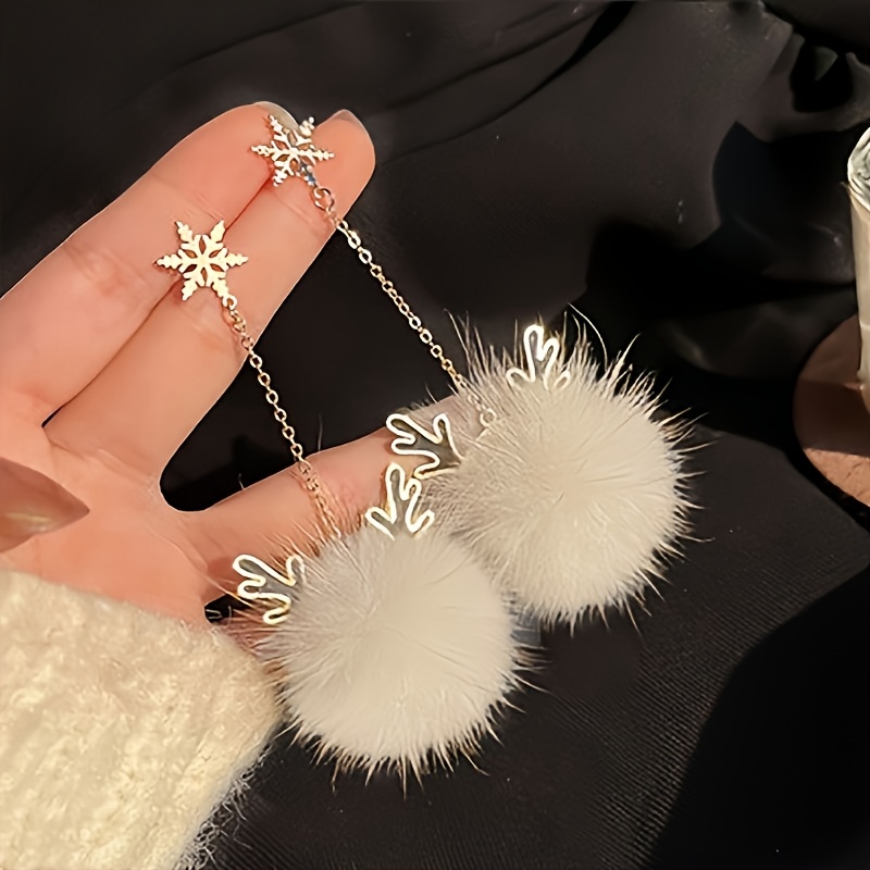TEMU 2pcs Christmas Snowflake And Reindeer Element Earrings - Autumn And Stud Earrings, Hypoallergenic Earrings, Perfect Gifts For Christmas And New Year