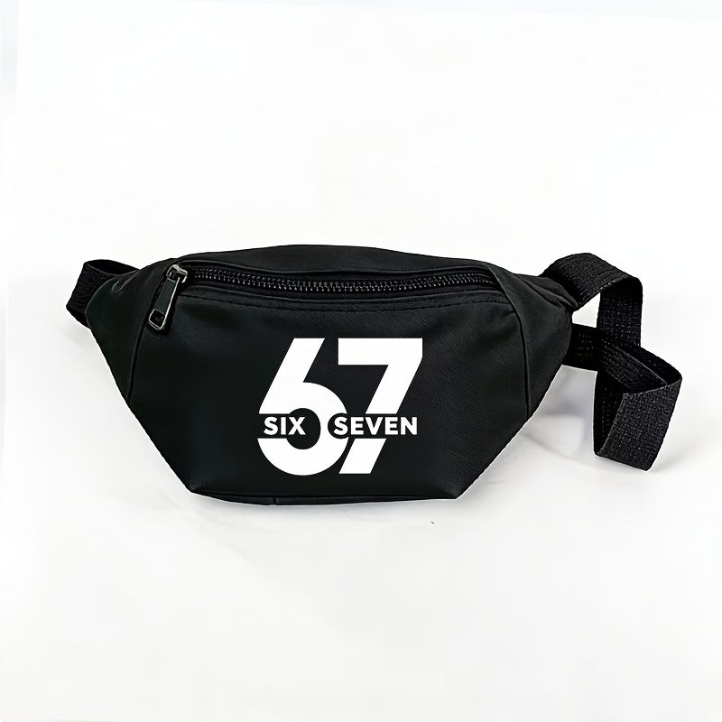 TEMU Riñonera multicolor con estampado '67 & ' - Bolsa de cinturón cruzada ajustable de gran capacidad, mini bolso de transporte adecuado para
