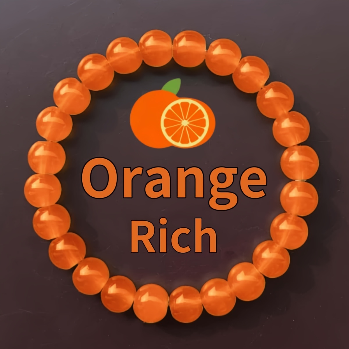An Bracelet From 8mm Orange Mineral Beads - Suitable For Men And Women, Symbolizing Wealth And . Ideal For Daily Wear, Gifting, And All Festive Occasions