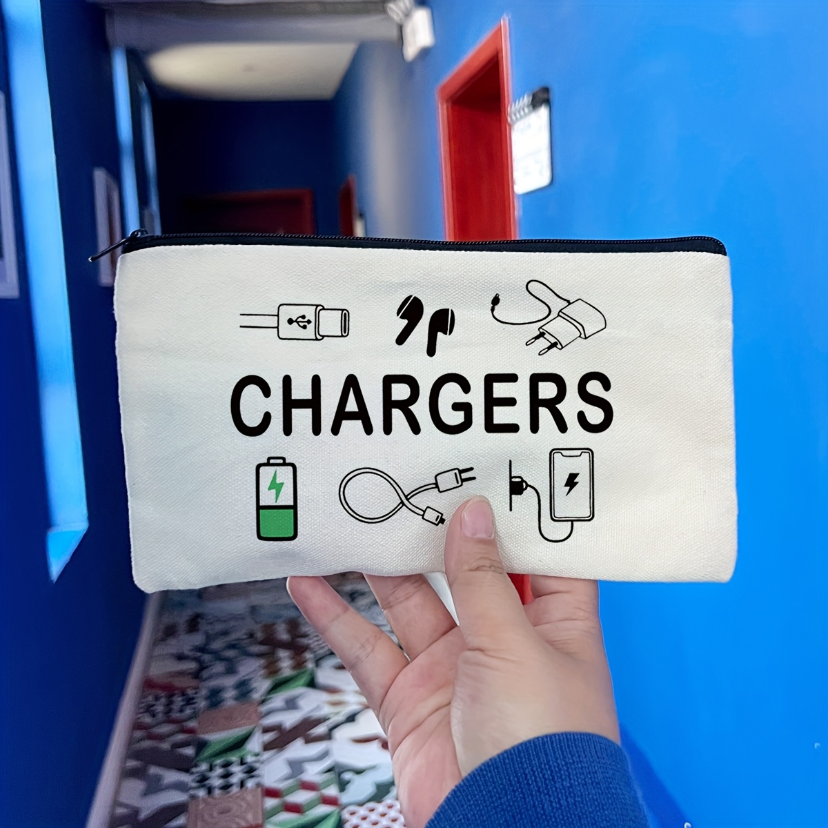 letter simple pattern printed portable beige Temu United Kingdom