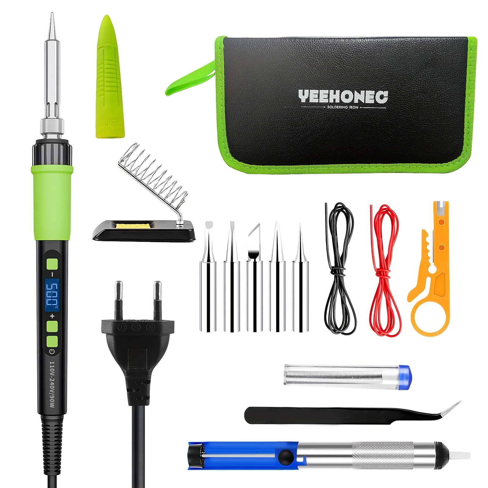 ILIBILIB 90W Lötkolben Set - Digitales LCD Display, 180-500°C Einstellbar, 11-in-1 Komplettset