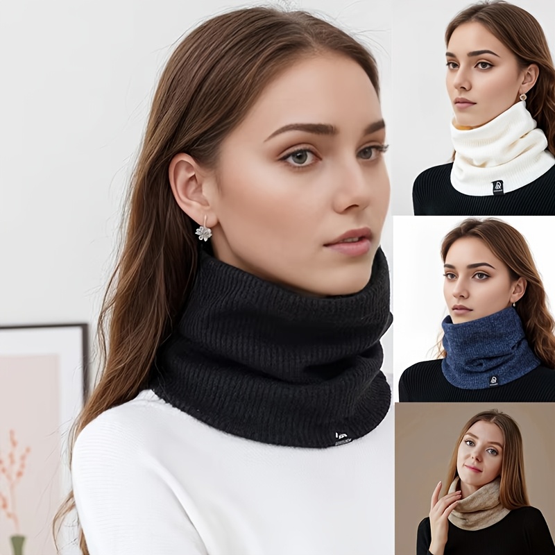 

Elegant Velvet-lined Neck Gaiter - Solid Color, Stretchy Pullover Scarf For Winter Outdoor Activities & Casual Wear