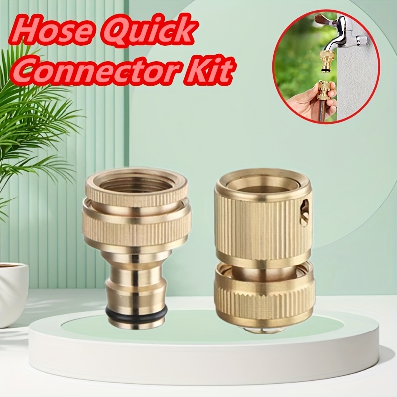 set of 2 quick connectors for hoses   with eu   for garden taps made of metal designed for easy connection of garden hoses compatible with 1 2   4 inch hose fittings