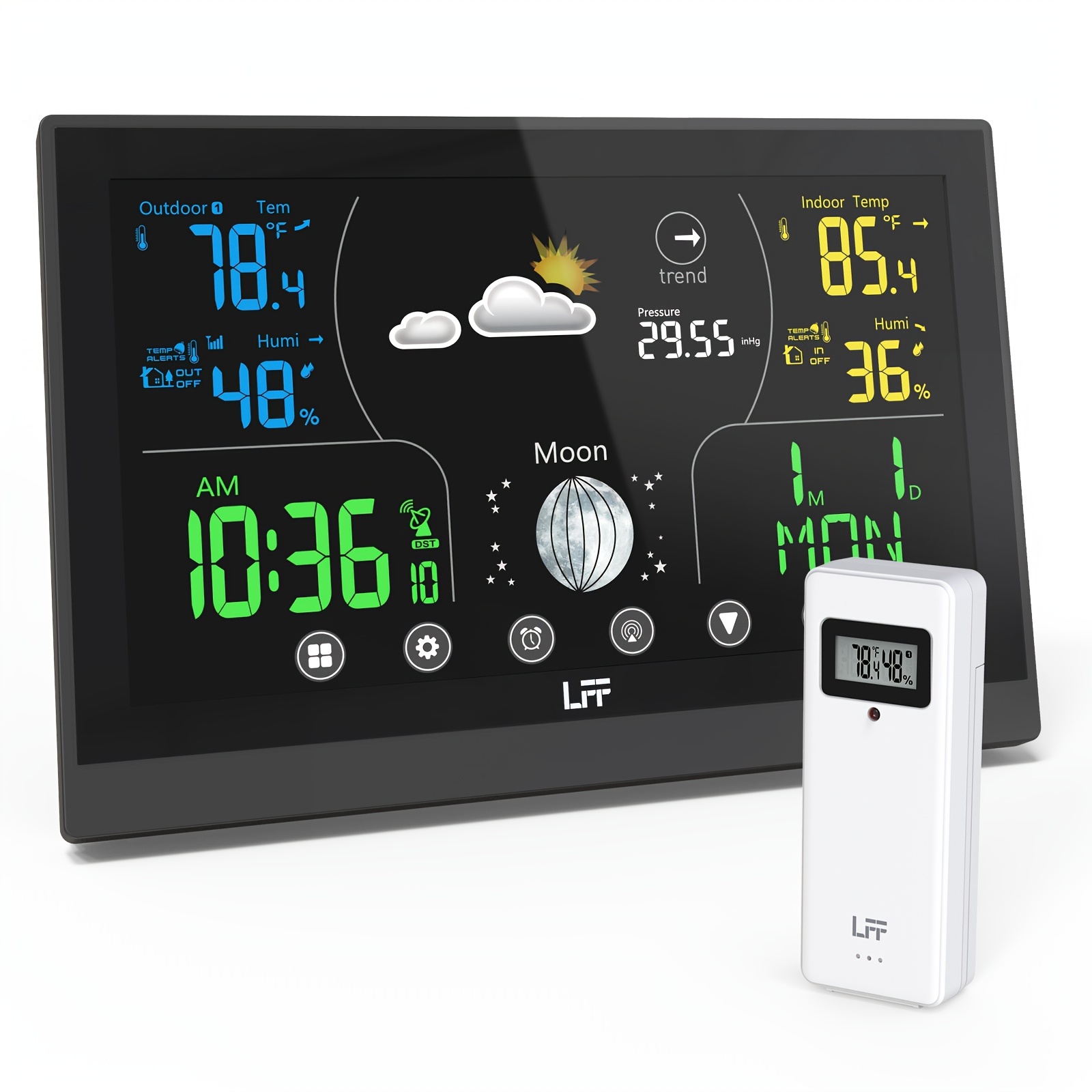 

1pc Indoor Outdoor Weather Station With 1 Sensor, Color Display Digital Weather Thermometer With Clock, Usb Charging, Calendar, And Adjustable