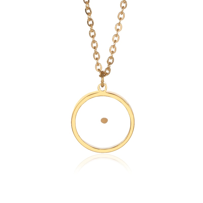 TEMU 1 Collier avec pendentif rond en acier inoxydable, , tendance et unique, de graine de moutarde, bijoux, à , cadeau du Nouvel An