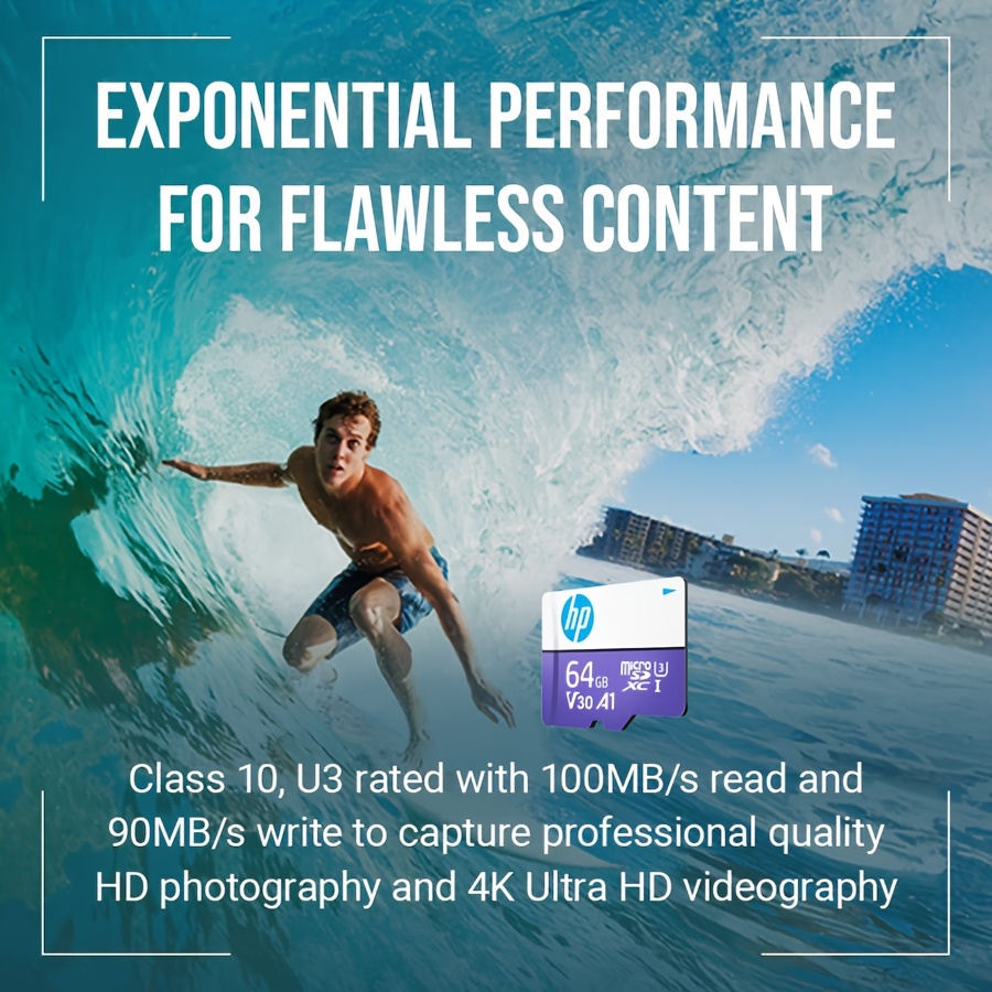 Original HP U3 Micro SD Card 64GB 128GB 256GB Memory Card Class 10 Flash Card TF Memory Memory Card for CAMS Drones Samrtphone PC, Smartphone Storage, Drone Storage, Portable Storage, Highspeed Card, Fast Transfer Speed, Durable Flash, Storage Expansion, Content Creators, Tech Enthusiasts