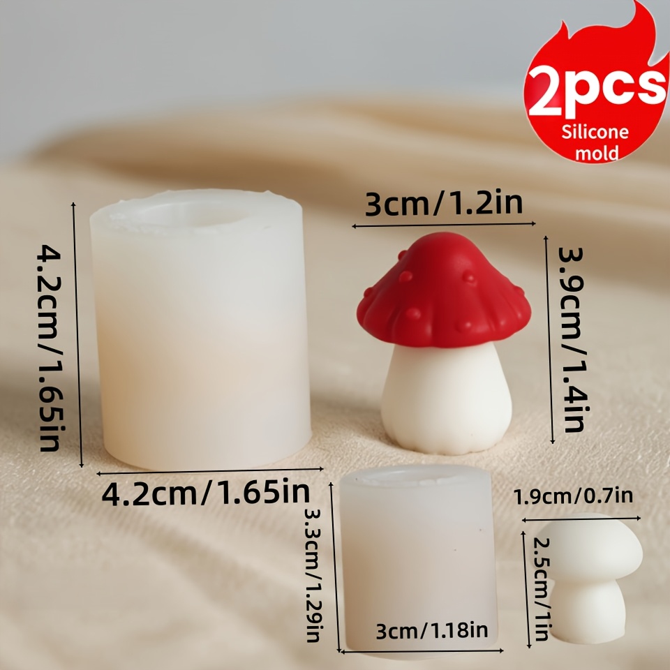 TEMU 2pcs Clay Molds, Mini Mushroom Silicone Molds, Mushroom Accessory Molds, Small Accessory Silicone Molds, Aromatherapy Candle Resin Clay Molds,