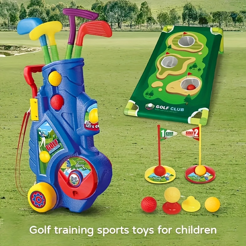 youth blue portable golf training set interactive indoor Temu