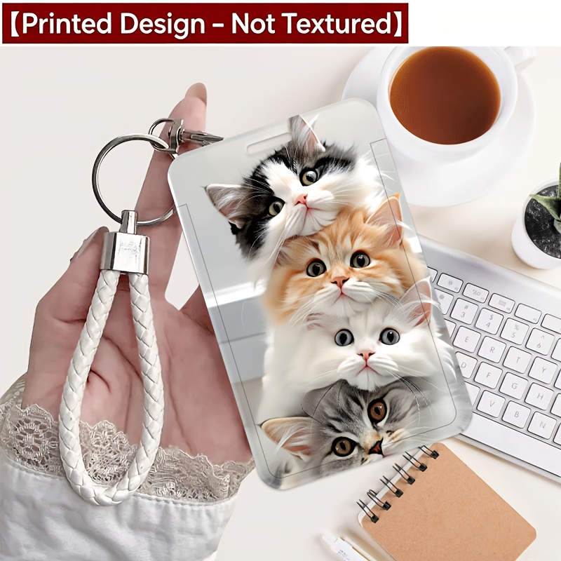 TEMU Printed Design â Not Textured Id Card Holder, Women's Card Holder, Id Wallet, Bus Card Holder - Cute Stacked Cat Pattern, Cartoon With Popular