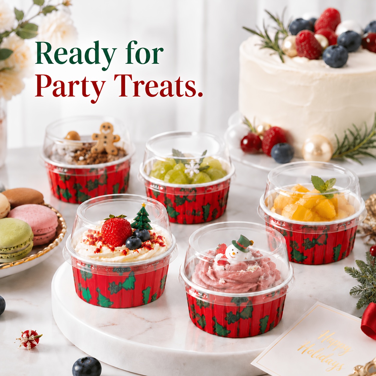 36pcs Mini Christmas Dessert Boxes with Clear Lids