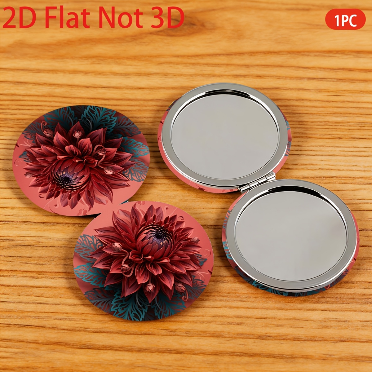 2D Flat, 1pc, Makeup Mirror, Paper   Design, Themed Round Mirror, Double-sided Mirror, Reusable, Souvenir,   Used for Outdoor  , Makeup, Daily Necessities, an Ideal Gift for  , Christmas Gift, Portable Mirror