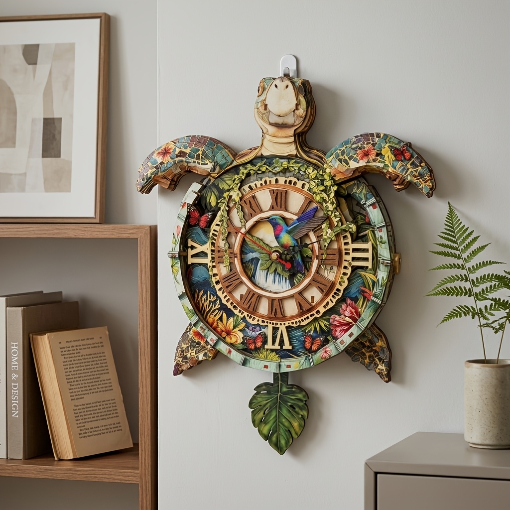 TEMU 3d Puzzles For Adults, 3d Puzzle Sea Turtle Clock Kit (with Pendulum), Wooden Puzzle For Adults Home Wall Decor Clock Christmas Day Puzzle Gifts
