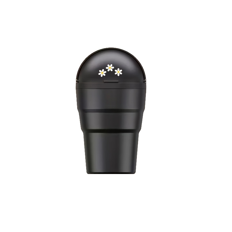TEMU 3 White Daisy Car Trash Can, Mini Foldable Creative Multi-functional Storage Bin, Small Car Trash Can Cup Holder Organizer, Center Console