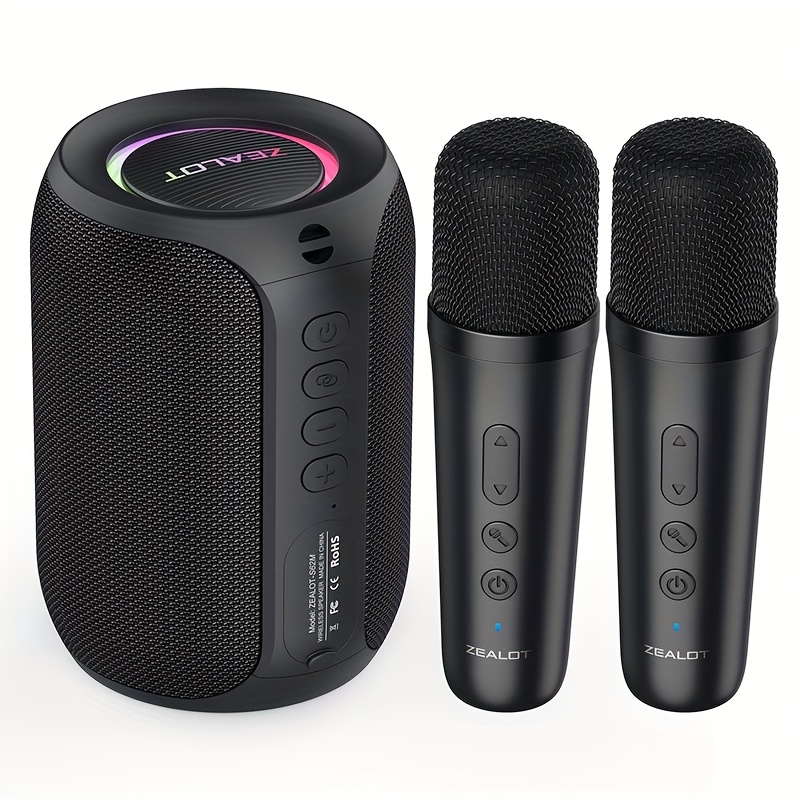   s62m 15w wireless portable karaoke speaker with dual microphones 3600mah battery 12 hours playtime   audio usb charging ideal for     system modern speaker design durable build quality karaoke machine