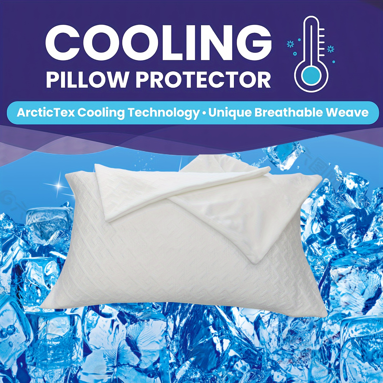 

Double-pack Cooling Pillowcase, 400gsm High-weight Polymer Super Cool Jacquard Pillowcase, Zipper Opening, Machine Washable