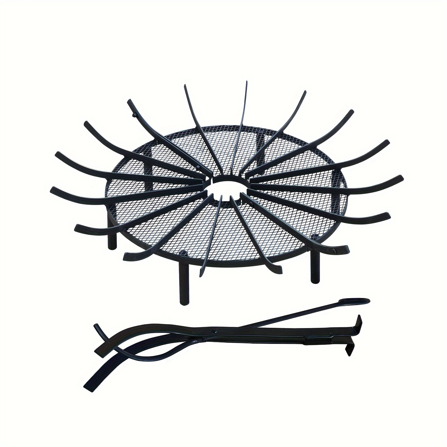 

28''/32''/36'' Round Spider Fire Pit Grate With Firewood Tongs For Outdoor Camping Fire Pit