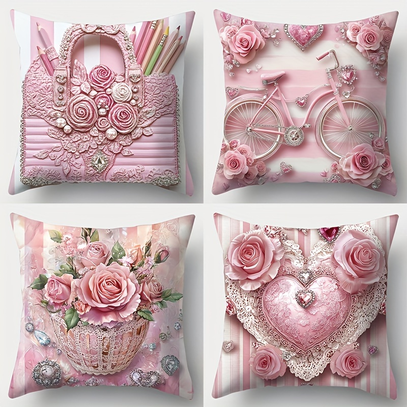 

4pcs Set Of Decorative - 17.7" , Polyester, Zip - For Sofa & , , & , Christmas Decor