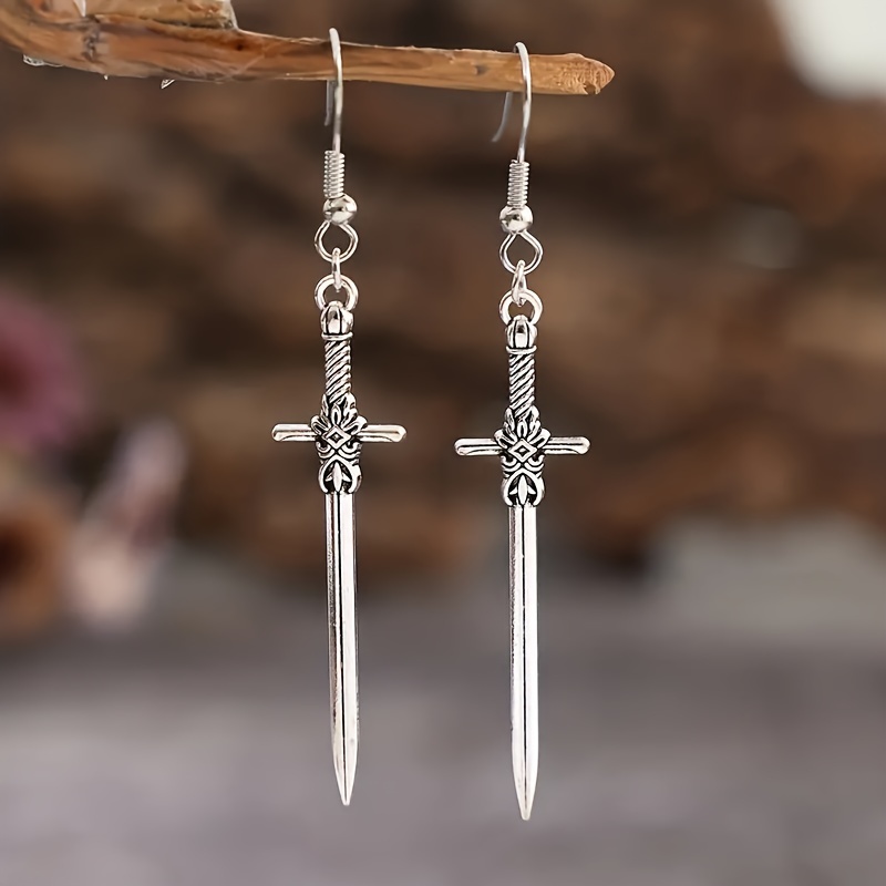 

Retro Sword Design Dangle Earrings, Bohemian Jewelry Gift For Girls