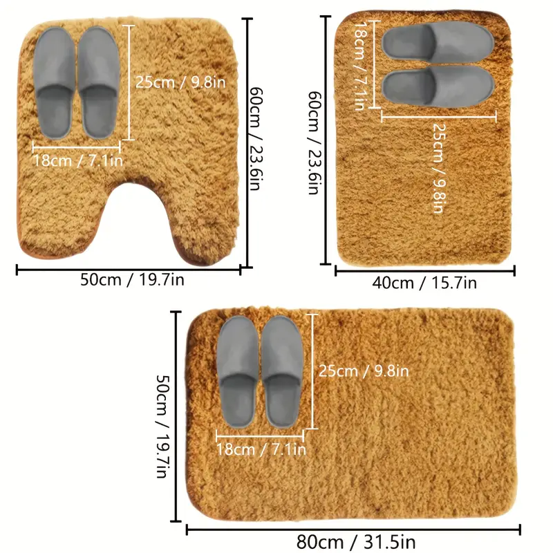 three piece set of extra thick bathroom soft floor mats simple washbasin mat bathtub absorbent pad bath mat toilet seat Product details 2