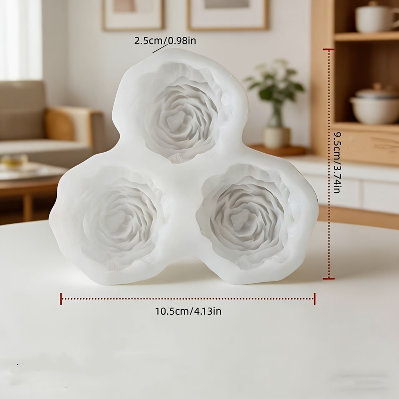 TEMU 3-in-1 Model Scented Candle Silicone Mold Petal Shaped Aromatherapy Plaster Diffuser Stone Home Ornament Decoration Mold, Reusable Mold, High