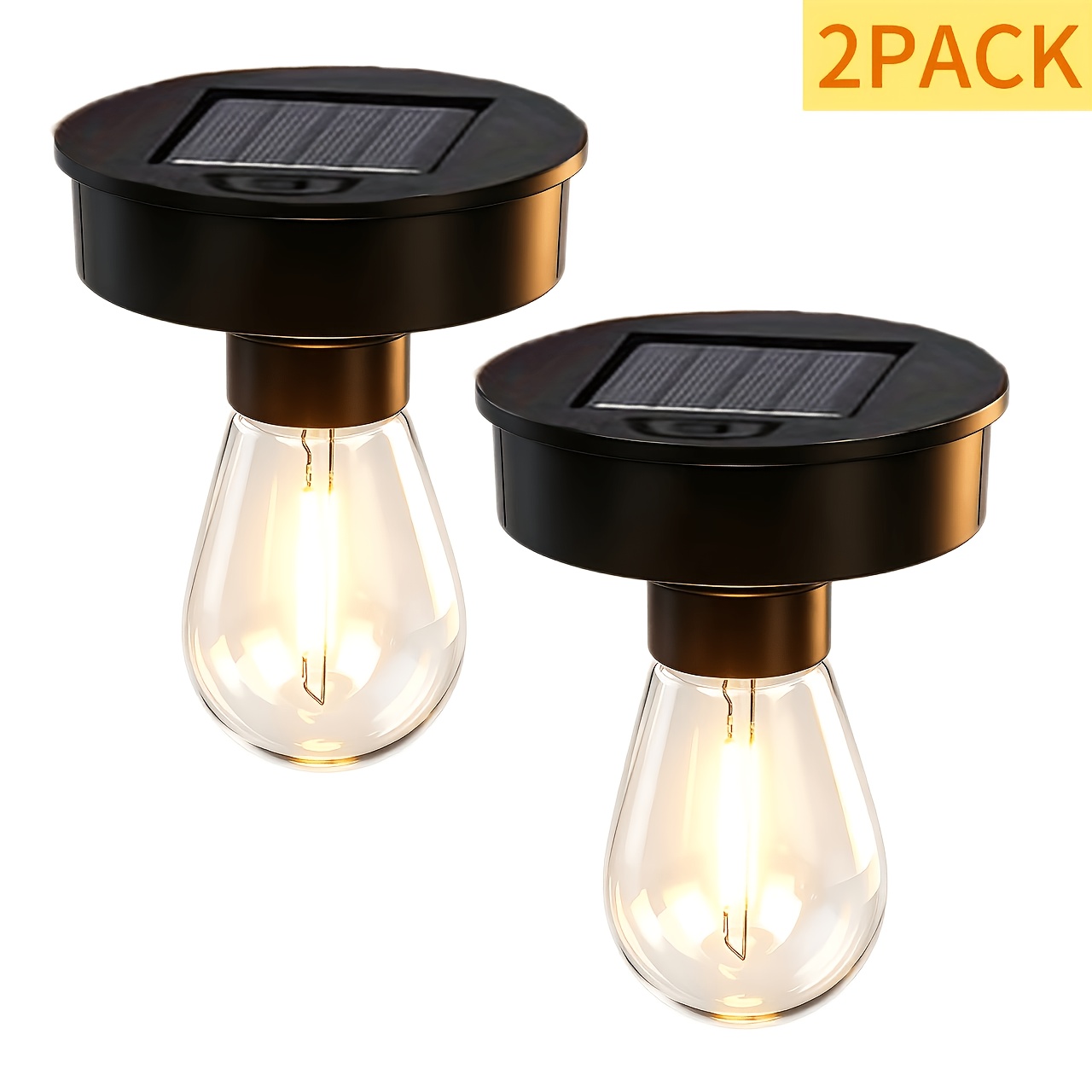 TEMU Lot de 2 têtes de lampe solaires d'accessoire d'éclairage extérieur de jardin, adaptées pour remplacer diverses lampes suspendues, lampes de sol
