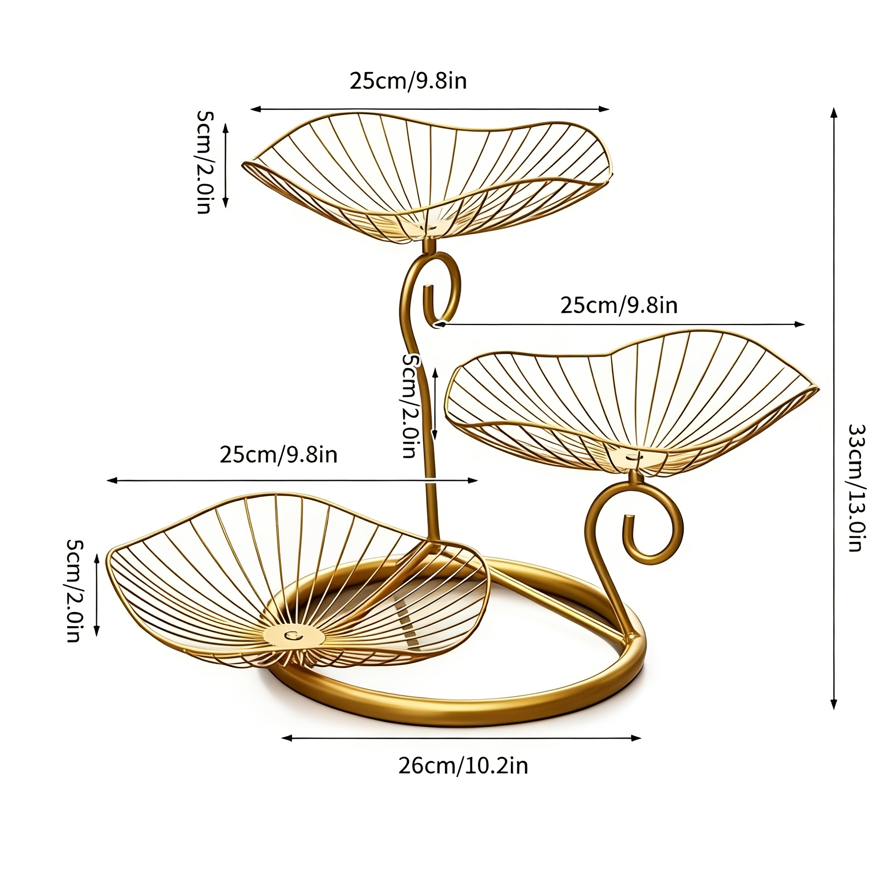 Iron Fruit Basket With 3-tier Design And Installation, Convenient For Large Capacity Storage Of Fruits, Snacks, Suitable For Birthday Parties, Valentine's Day Decorations, And Bar Decor