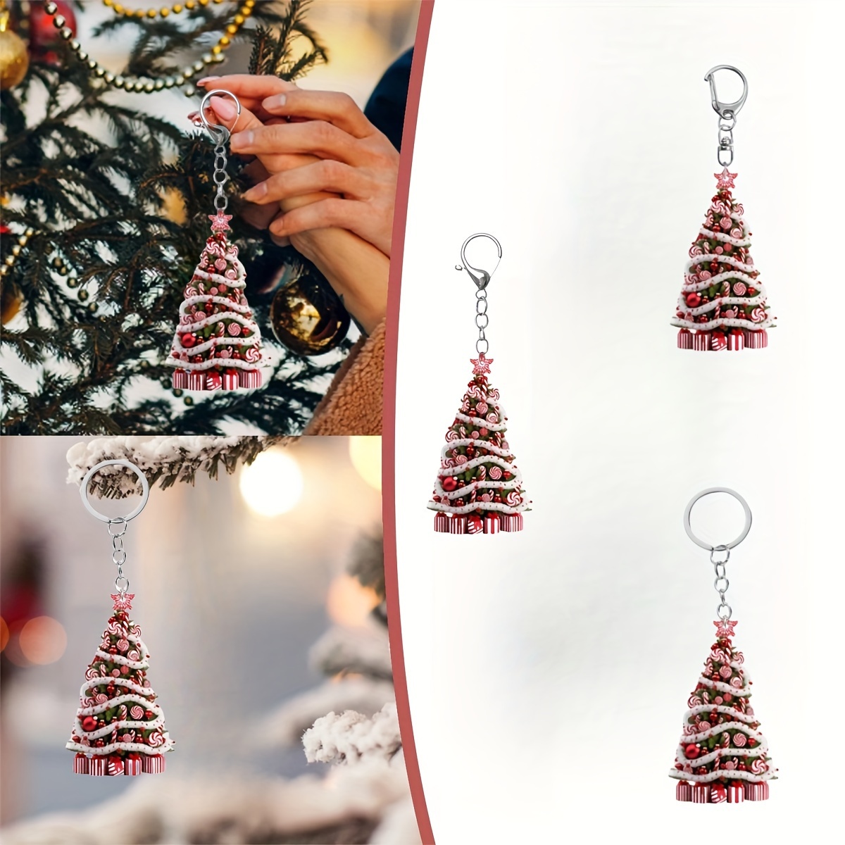 2d 】クリスマスツリー キーチェーン 3個セット/1個 エキスクイジット