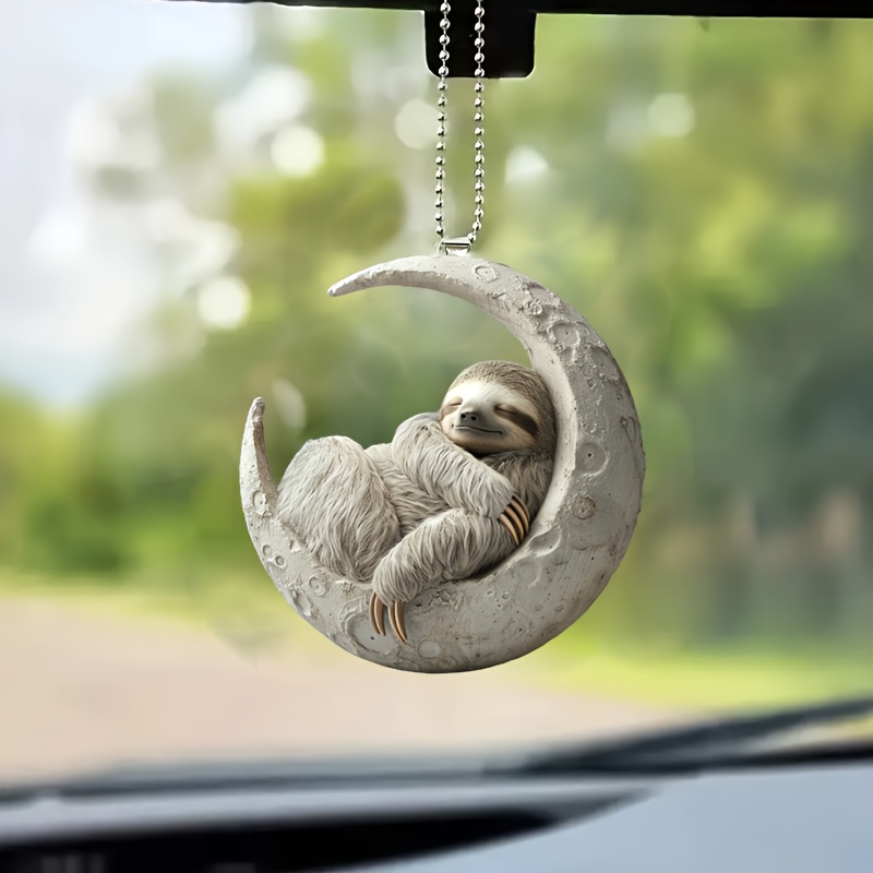 

Acrylic Hanging Sloth Ornament For Car Rear View Mirror, 2d Laser-cut Sloth Keychain Charm, Versatile Decor For Backpacks And Christmas Trees