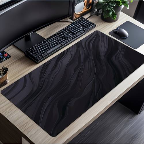 a painting gaming mouse pad made of premium micro woven fabric and rubber with stitched edges this extended desk mouse pad features a non slip base and is washable as a keyboard mat suitable for use with laptops