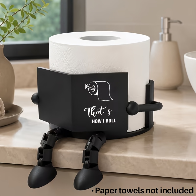 TEMU 1 Creative And Exquisite Tissue Box, Free-standing Toilet Paper Roll Holder, Suitable For Bathroom And Desktop, Home Decoration , Black Plastic