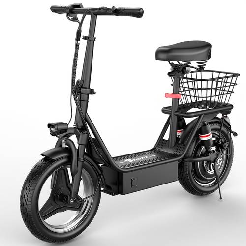 k10 adult electric scooter 650w motor electric scooter with seat 48v 15ah battery 19 9mph long range 25 miles 14 tires foldable commuter e scooter