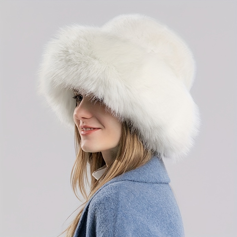 1pc womens plush faux fur fisherman hat fluffy winter warm  display picture 2