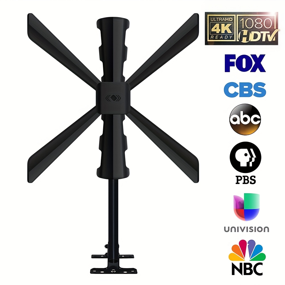 TEMU 2025 Tv Antenna For Tv Antenna Indoor/outdoor Up To 150+ Miles Range, For Local Channel With J Mount Included For Attic Or Outdoor(black)