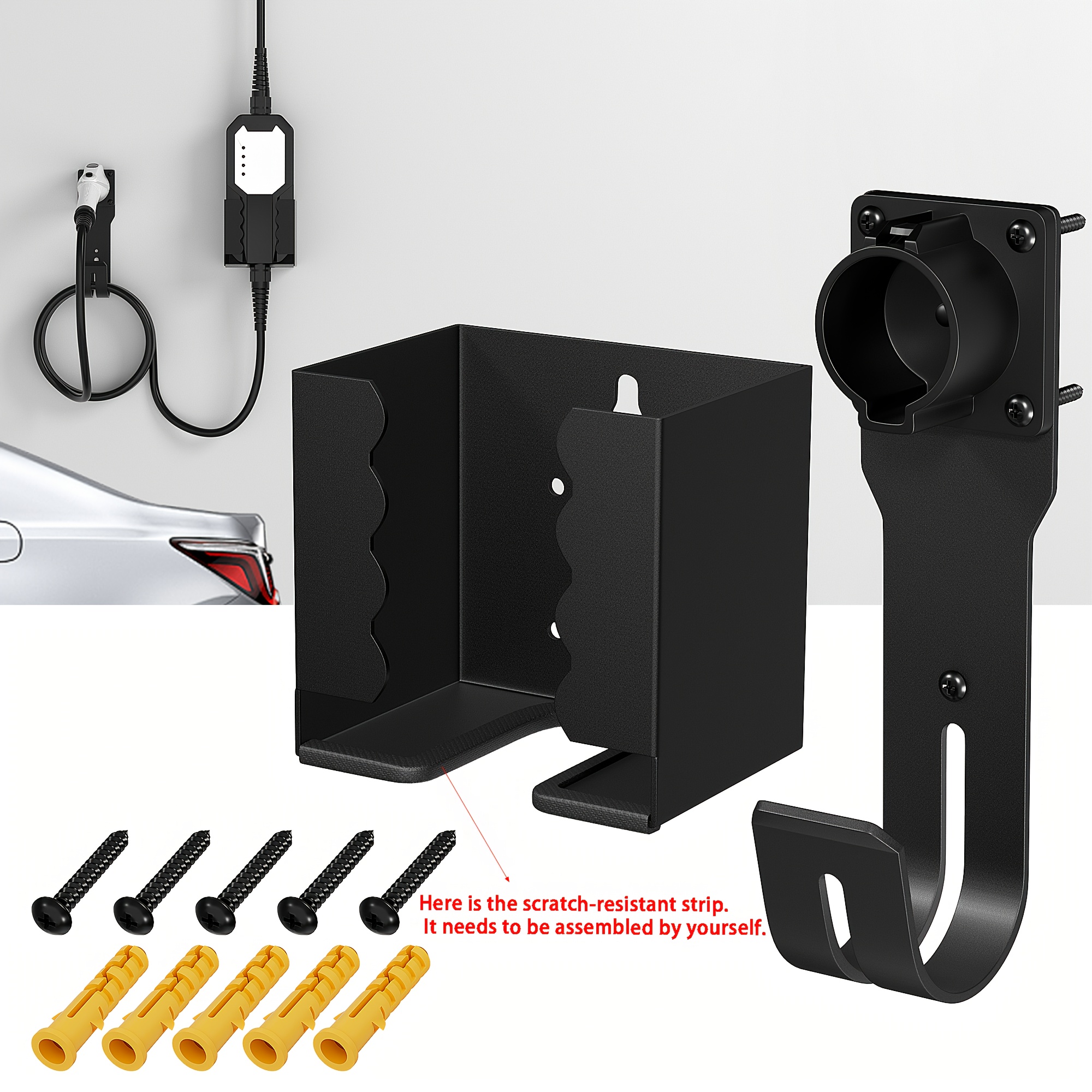 Ev Charger Holder Set Electric Car Charger Cable Holder Charging Box Holder Wall-mount Electric Nozzle Holster Dock With For Sae J1772, Without Battery