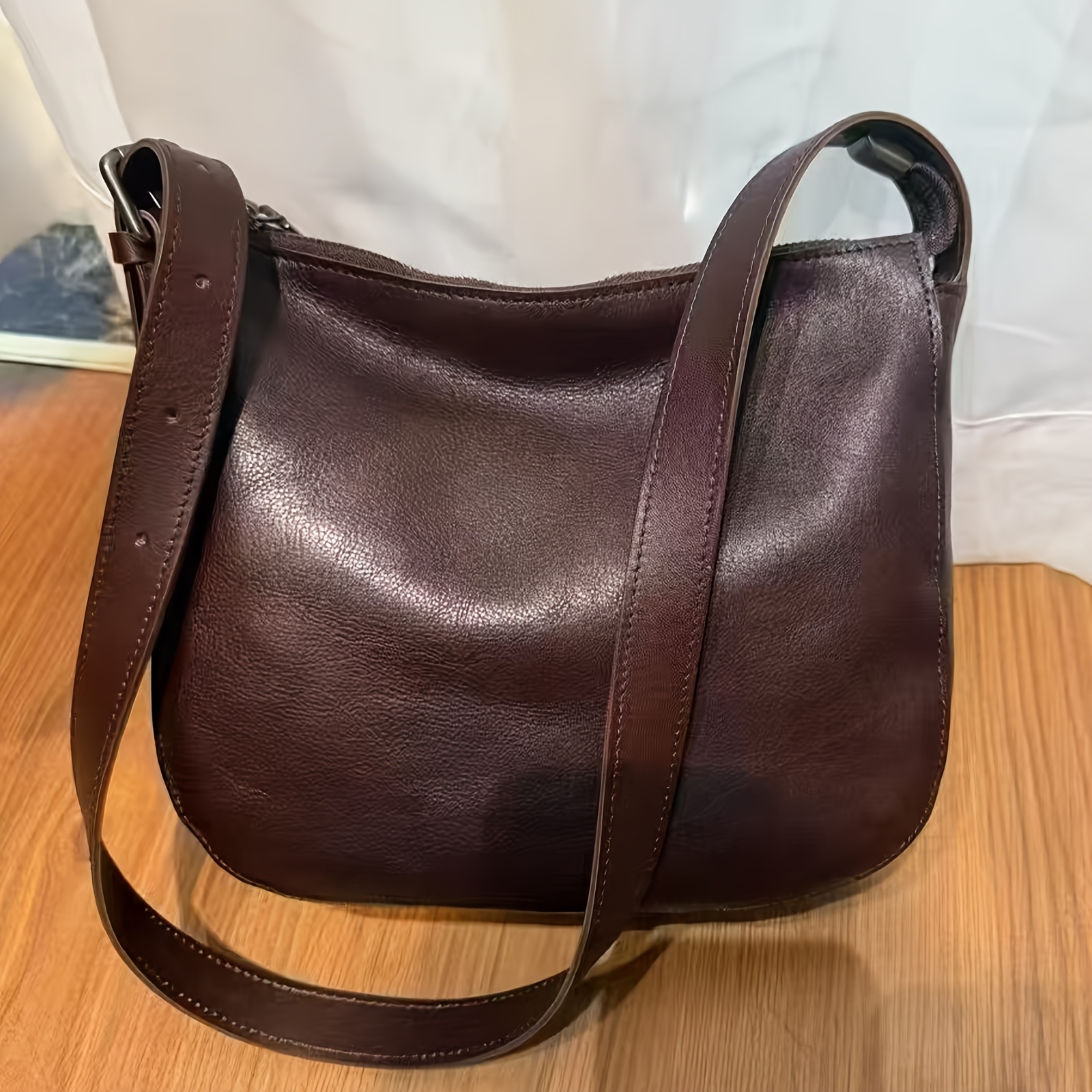 TEMU Genuine Leather Bag For Women Shoulder Bag Leather Crossbody Bag Vintage Designer Satchel Purse