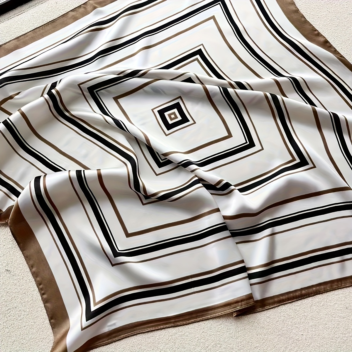 Elegant Striped Square Scarf, Multi-Functional Turban & Neck Wrap