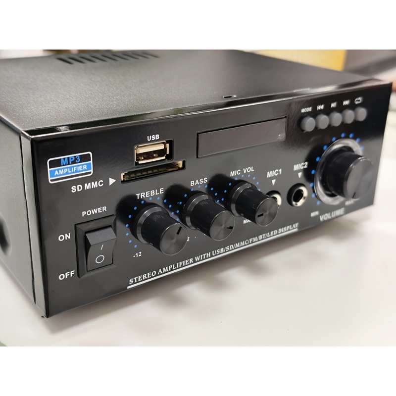 TEMU Amplificateur 2.0 canaux MAX 800W (2 X 400W), Amplificateur de , Sortie .0 canaux, Idéal pour Noël et comme cadeau de fêtes