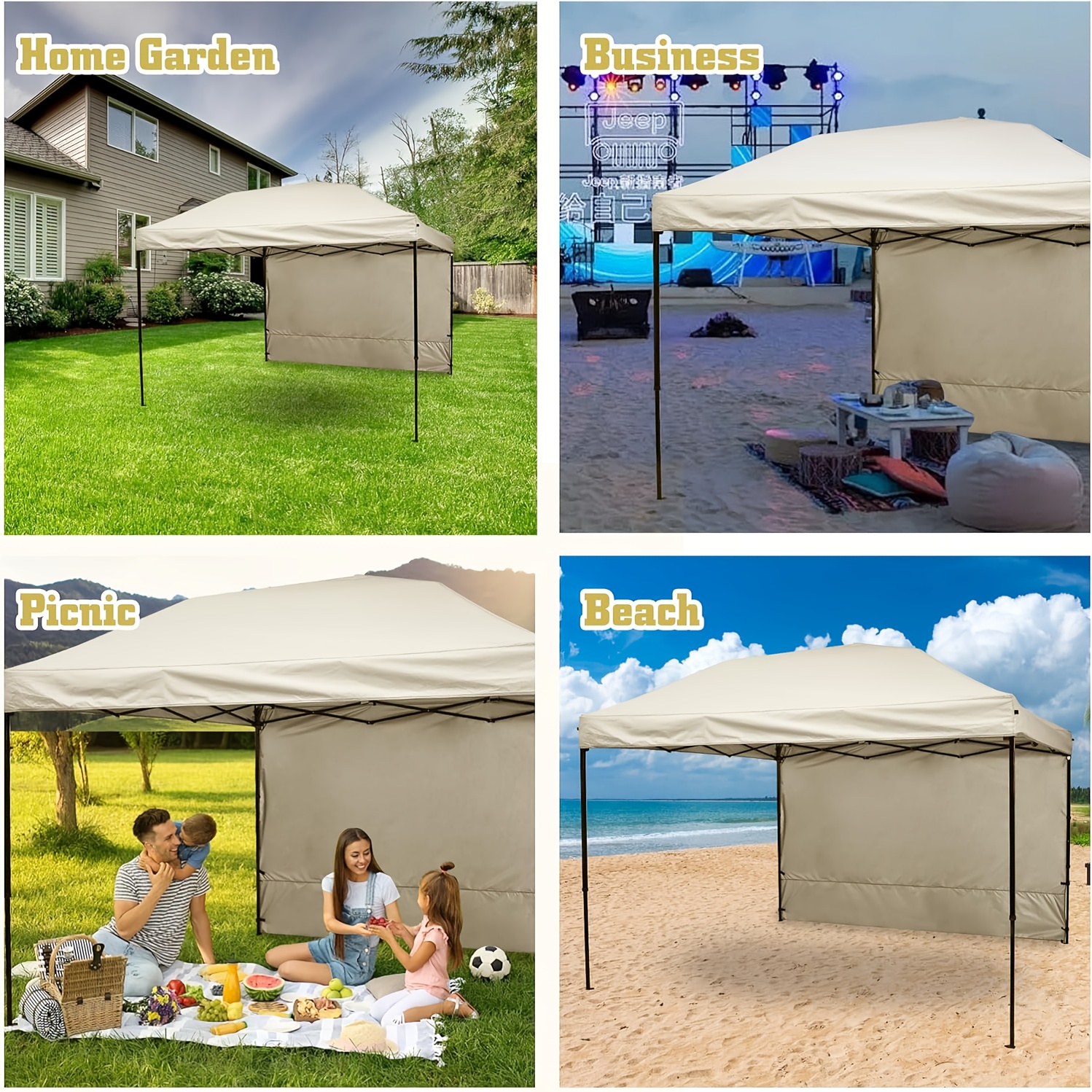 3pcs outdoor tent sunshade cloth suitable for outdoor   outdoor gardens   shade protection khaki color tent surrounding cloth